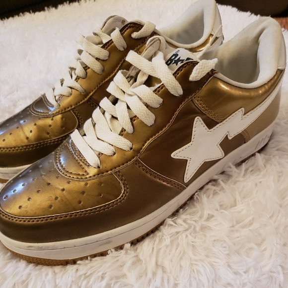 gold bape shoes